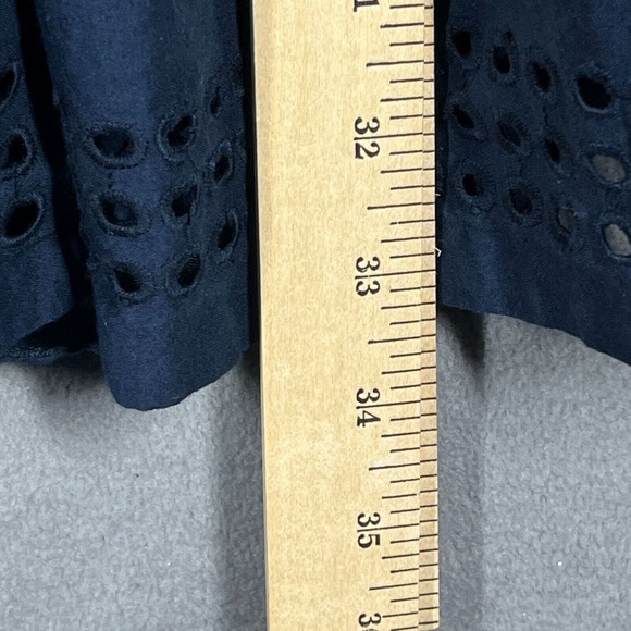 J.Crew Eyelet Fit & Flare Dress Navy Cotton Size 2 Spaghetti‎ Strap Lined - Picture 8 of 10